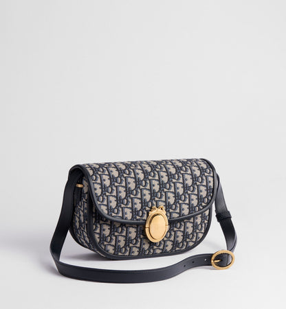Women's Medium Médaillon Flap Bag With Blue Jacquard And Signature Clasp