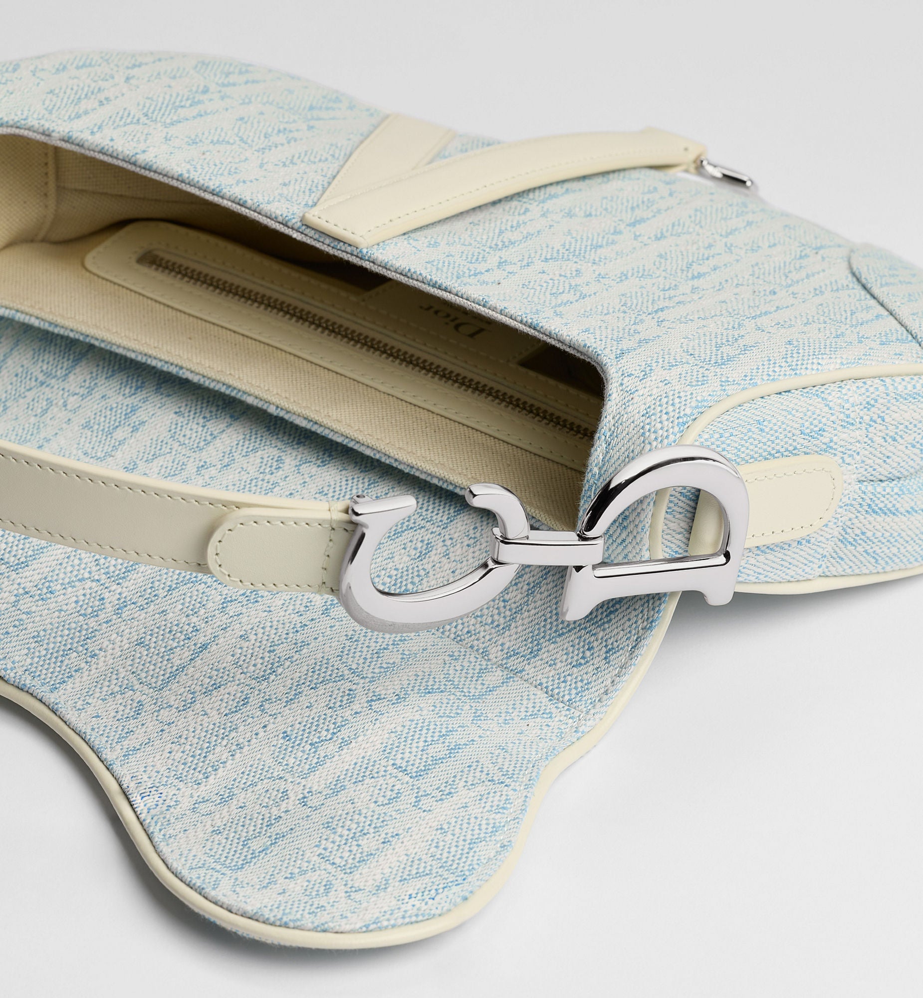 Women's Saddle Bag With Strap In Céleste Blue Washed Jacquard