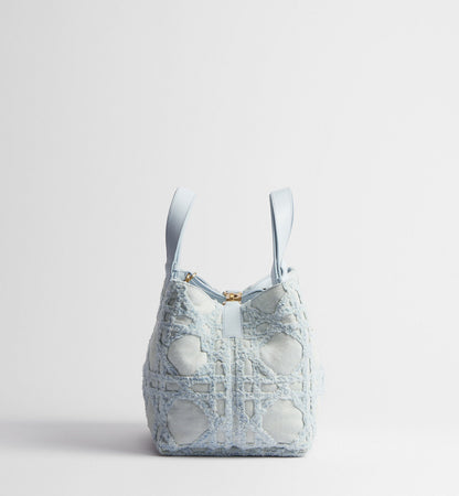 Women's Medium Toujours Bag With Blue Cannage Denim And Strap