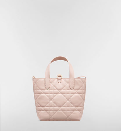 Women's Small Toujours Vertical Tote Bag With Powder Pink Macrocannage Calfskin And Strap