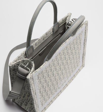 Women's Med Book Tote With Latte & Gray Oblique Embroidery & White Lace & Strap