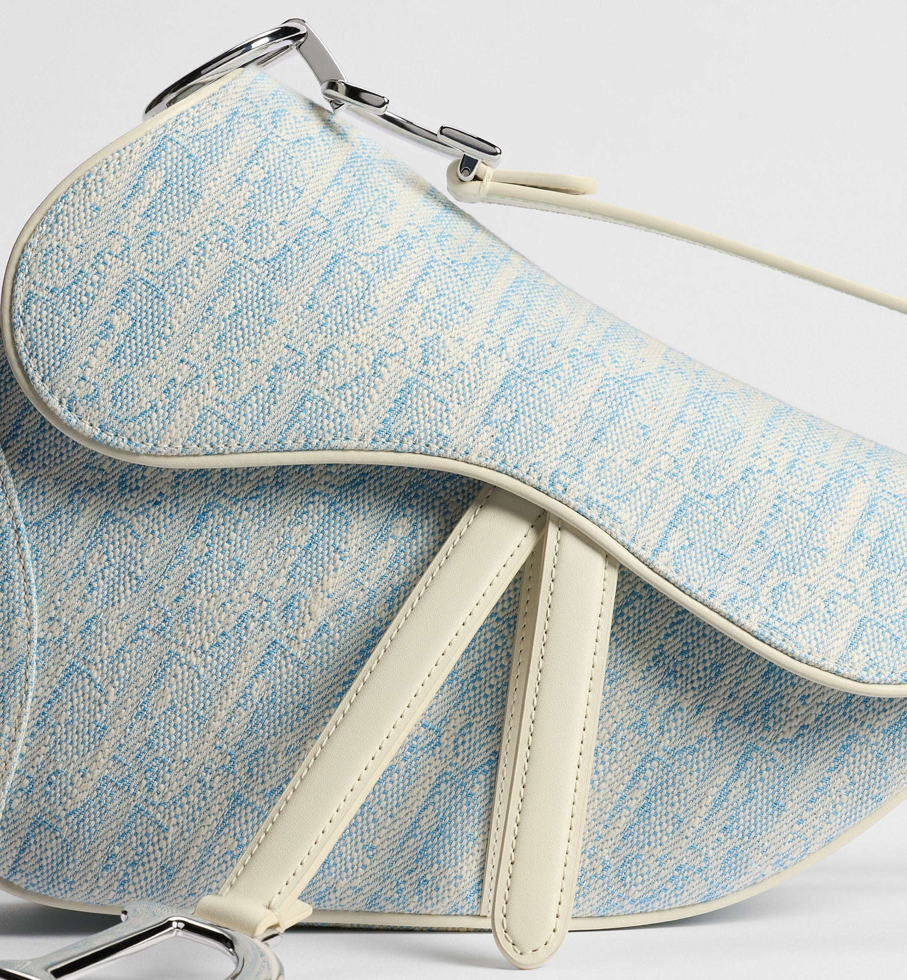 Women's Saddle Bag With Strap In Céleste Blue Washed Jacquard