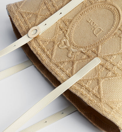 Women's Small Blooming Bag With Raffia-Effect Cannage And Strap