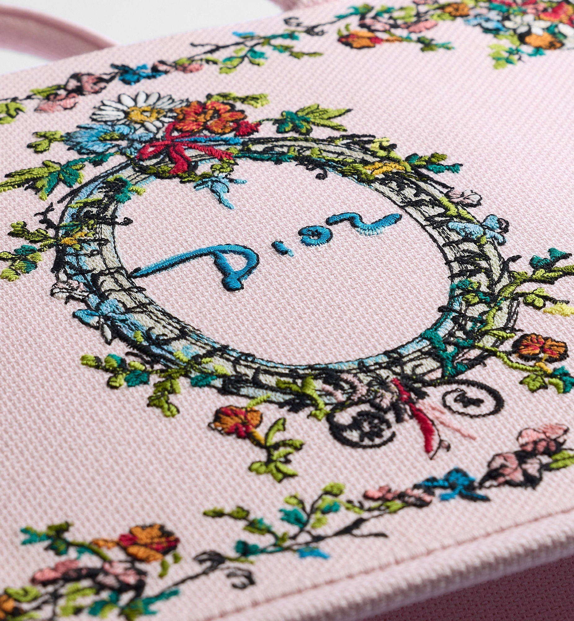 Medium Dior Book Tote With Pink Multicolor Dior Arabesque Embroidery And Strap
