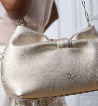 Women's Small Bow Bag With Mekong Laminated Lambskin And Chain Strap