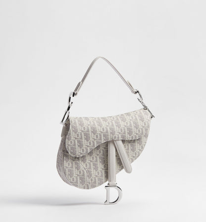 Women's Small Saddle Bag With Latte and Gray Oblique Jacquard And Strap