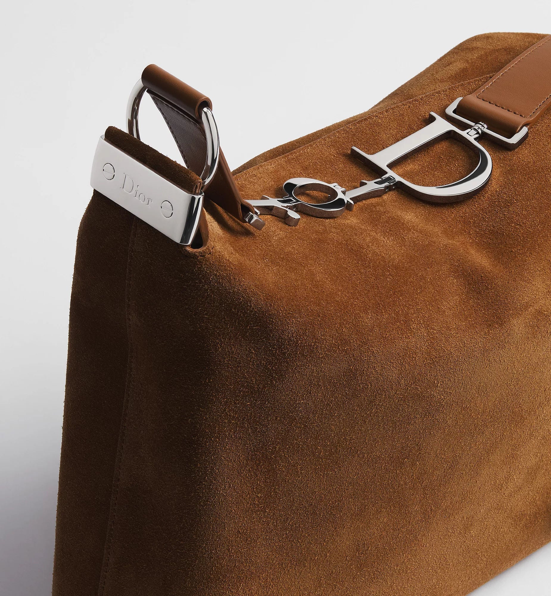 Women's Medium Shoulder Bag With Golden Saddle Suede Calfskin And Strap