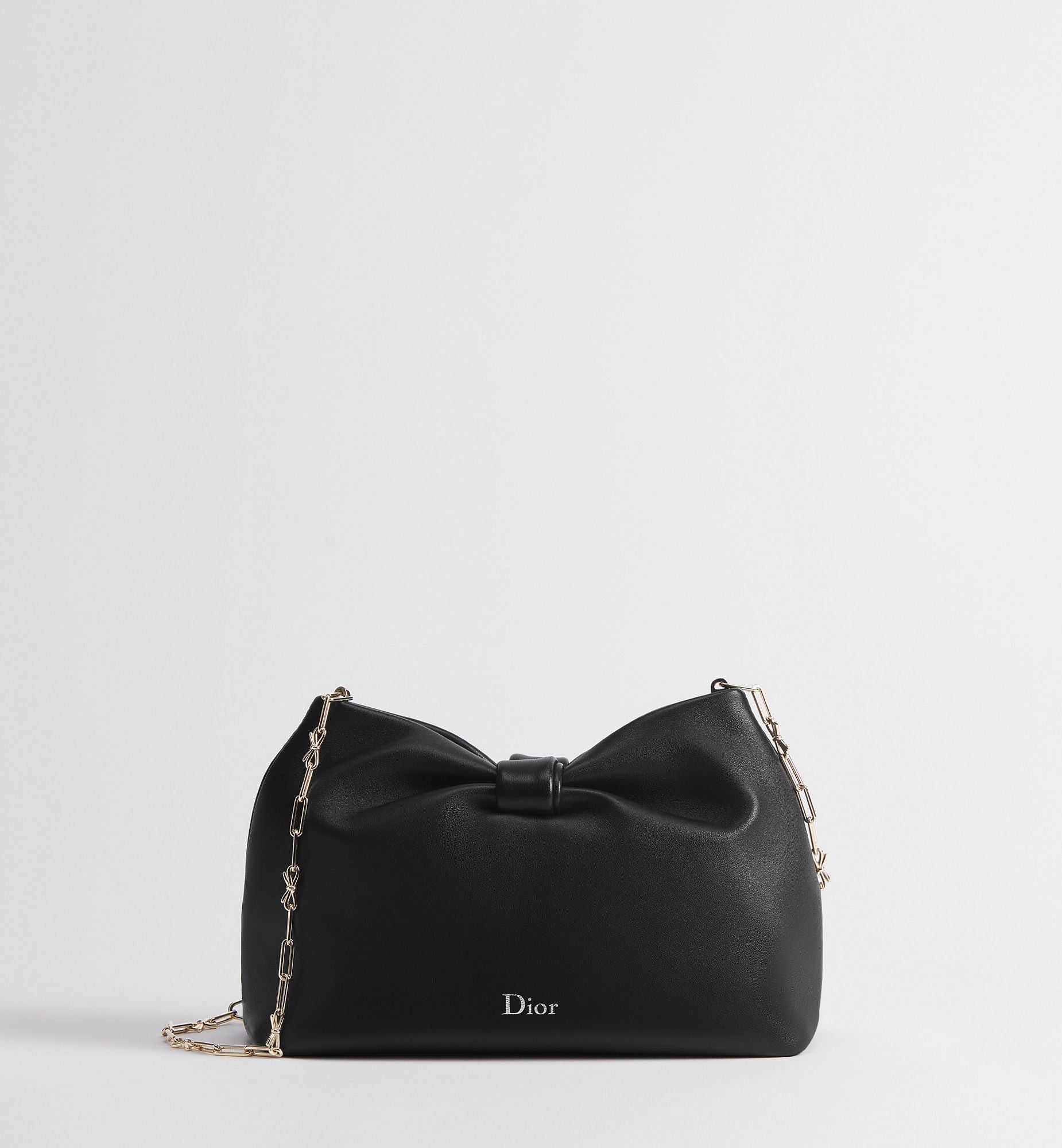 Women's Small Bow Bag With Black Lambskin And Chain Strap