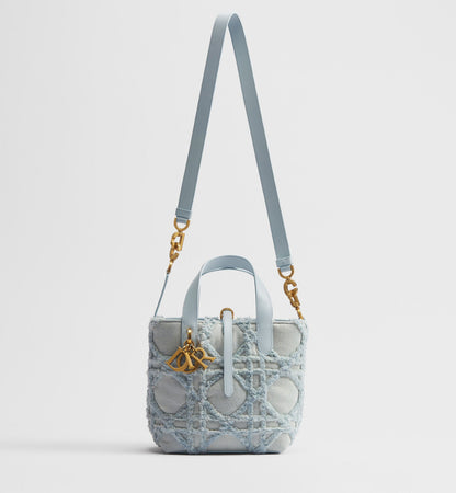 Women's Small Toujours Vertical Tote Bag With Blue Cannage Denim And Strap