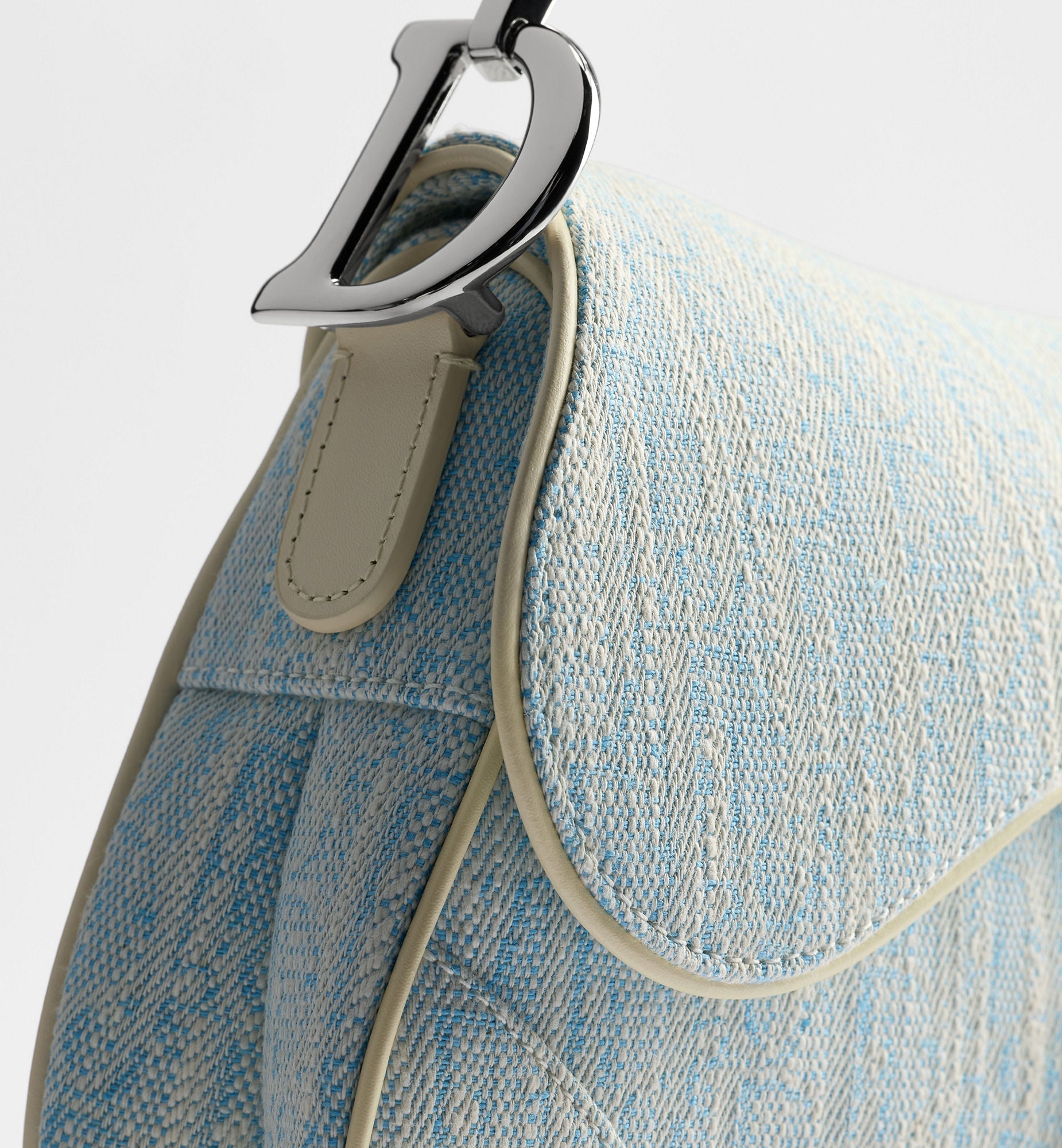 Women's Saddle Bag With Strap In Céleste Blue Washed Jacquard