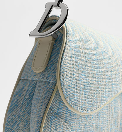 Women's Saddle Bag With Strap In Céleste Blue Washed Jacquard