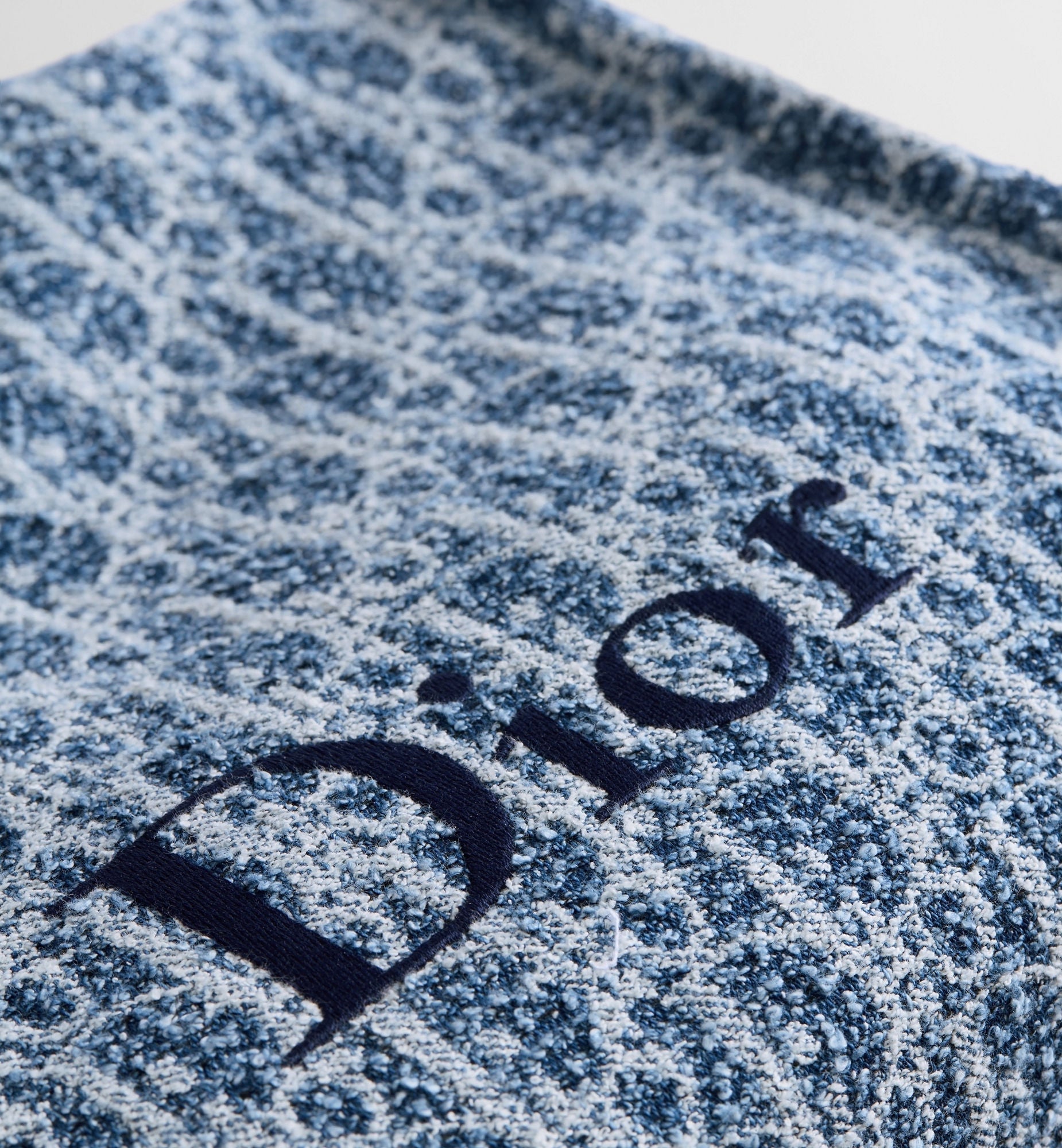 Women's Small Spongy Book Tote With Blue Textured Fabric And Embroidered Signature