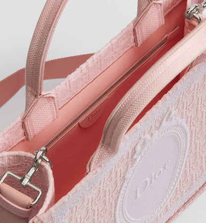 Women's Medium Book Tote With Soupir Pink Oblique Embroidery And Strap