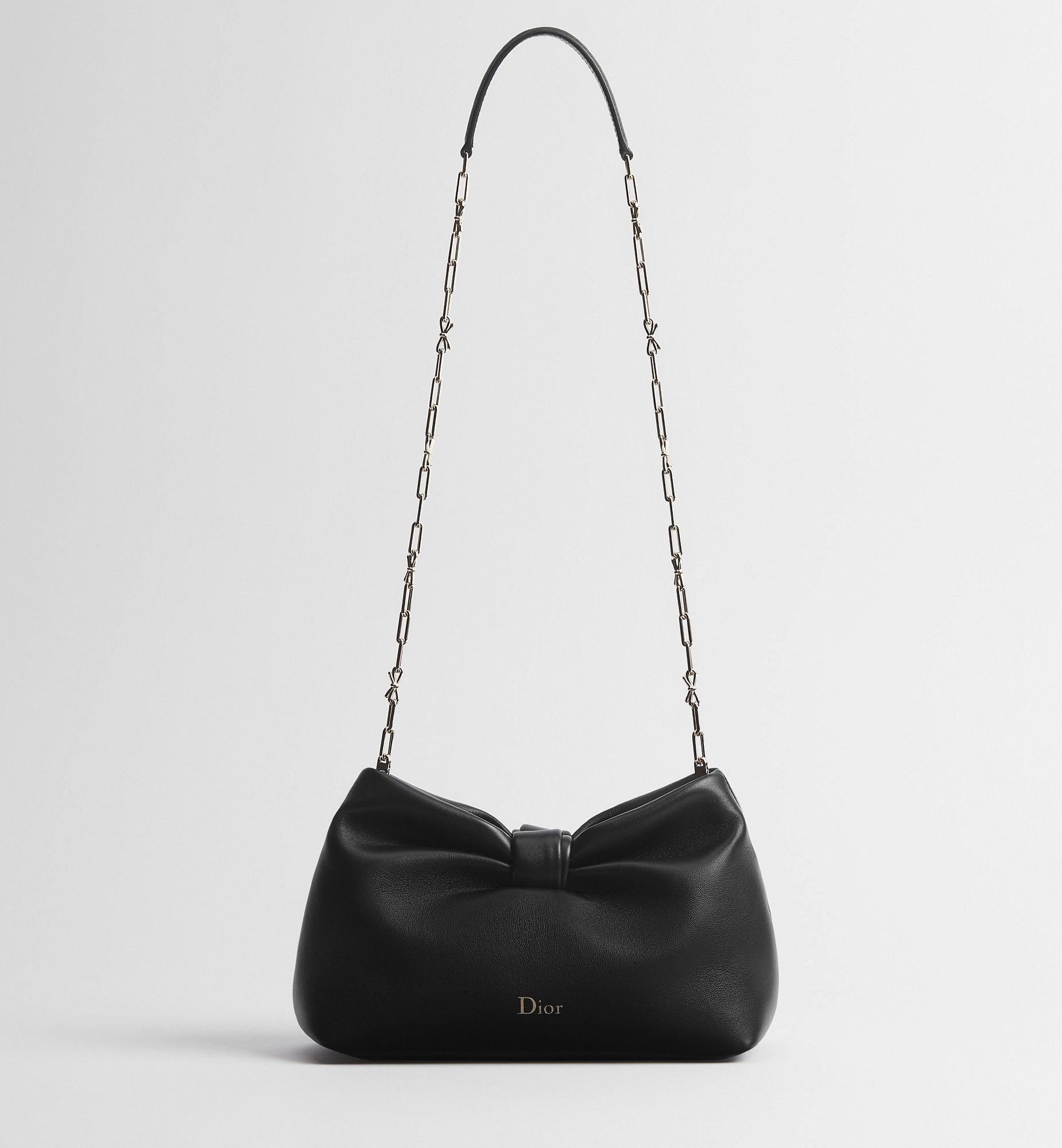 Women's Small Bow Bag With Black Lambskin And Chain Strap