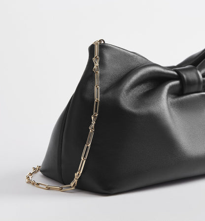 Women's Medium Dior Bow Bag With Black Lambskin And Chain Strap