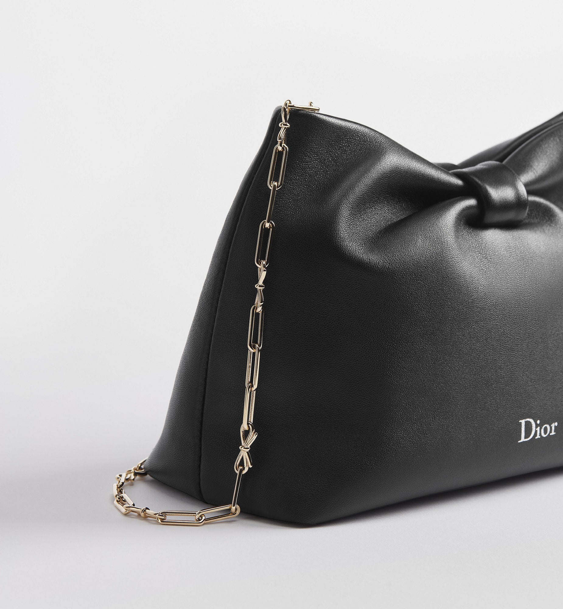 Women's Small Bow Bag With Black Lambskin And Chain Strap