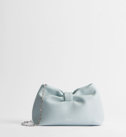 Women's Small Bow Bag With Ice Blue Lambskin And Chain Strap