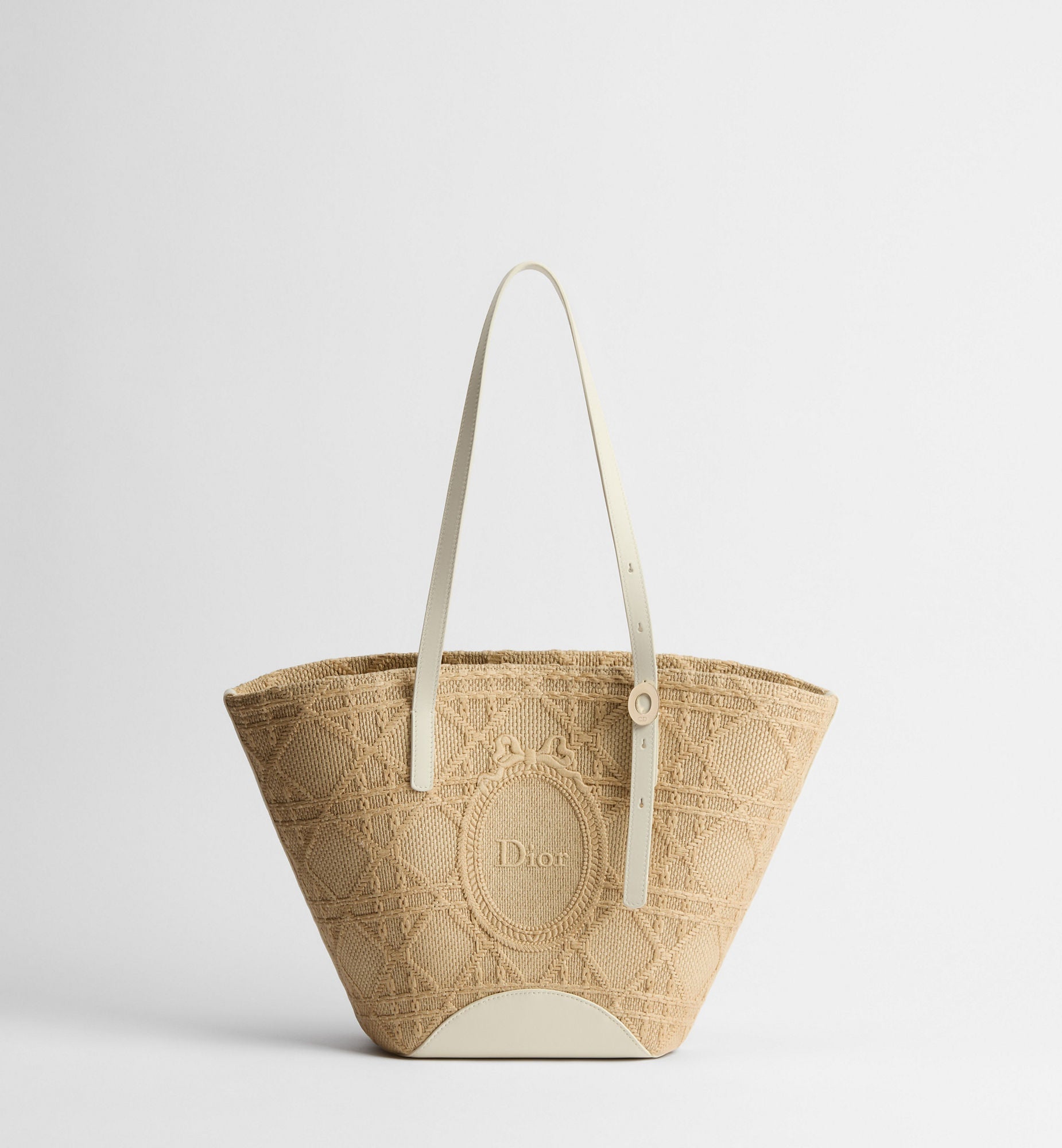 Women's Small Blooming Bag With Raffia-Effect Cannage And Strap