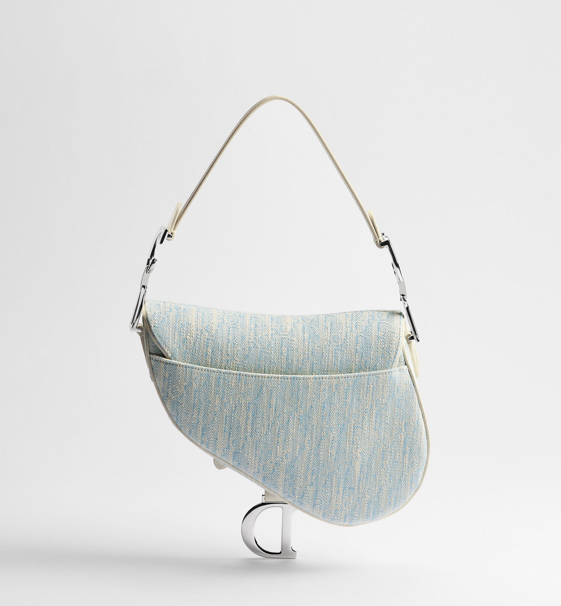 Women's Saddle Bag With Strap In Céleste Blue Washed Jacquard