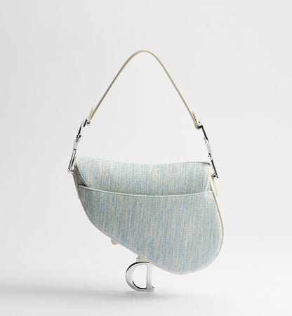 Women's Saddle Bag With Strap In Céleste Blue Washed Jacquard