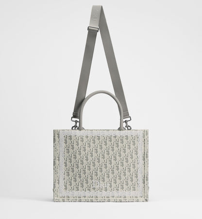 Women's Med Book Tote With Latte & Gray Oblique Embroidery & White Lace & Strap