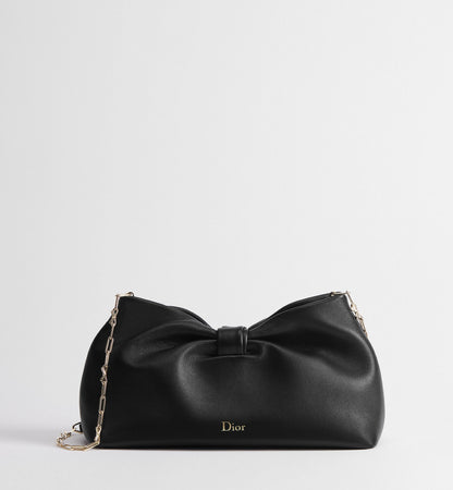 Women's Medium Dior Bow Bag With Black Lambskin And Chain Strap