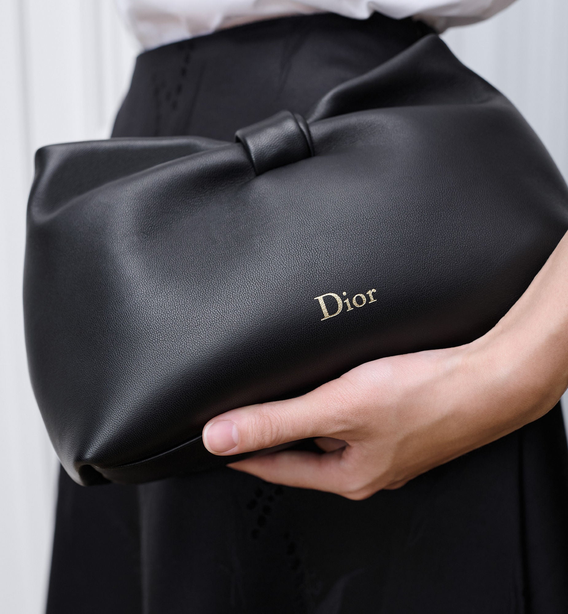 Women's Small Bow Bag With Black Lambskin And Chain Strap