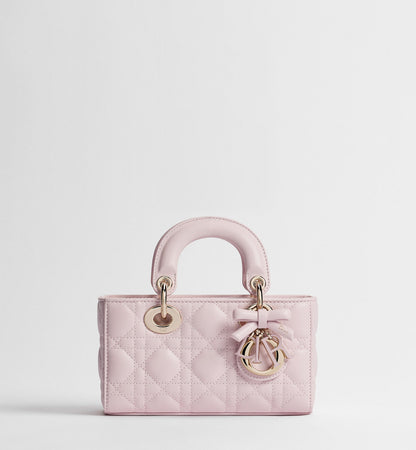 Women's Mini Lady D-Joy Bag With Rose Tendre Cannage Lambskin And Chain Strap