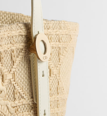Women's Small Blooming Bag With Raffia-Effect Cannage And Strap