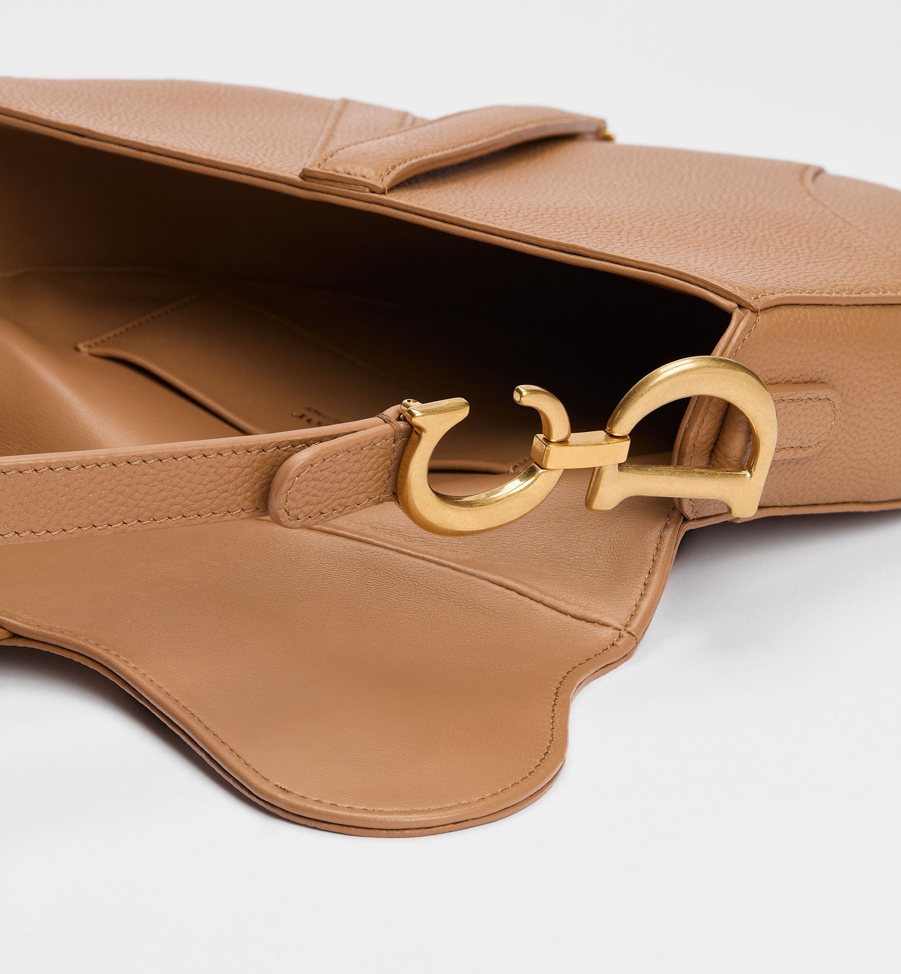 Women's Small Saddle Bag With Camel Grained Calfskin And Strap