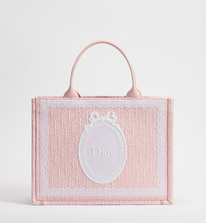 Women's Medium Book Tote With Soupir Pink Oblique Embroidery And Strap