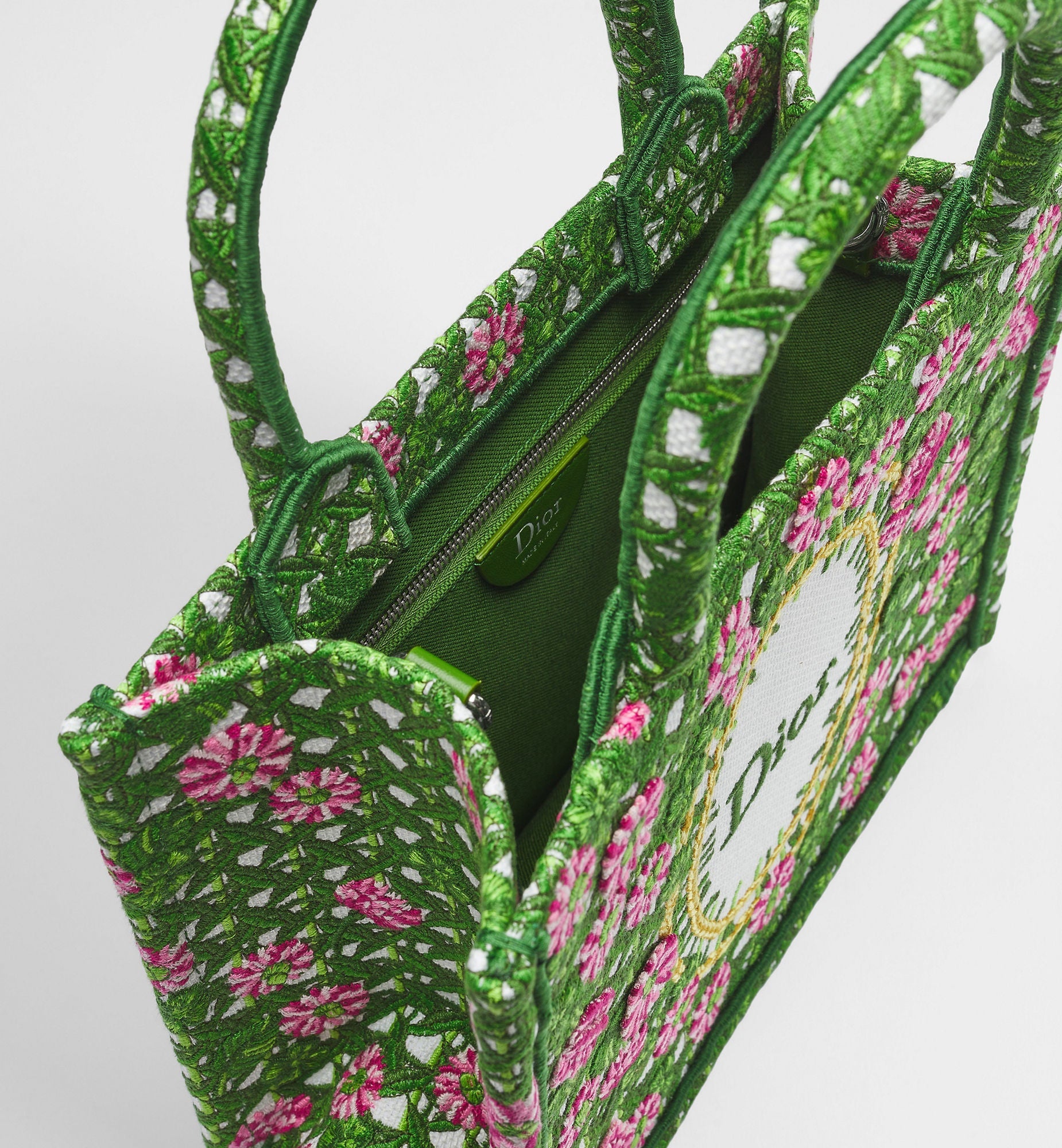 Women's Small Book Tote With Multicolor Cannage Garden Embroidery And Strap