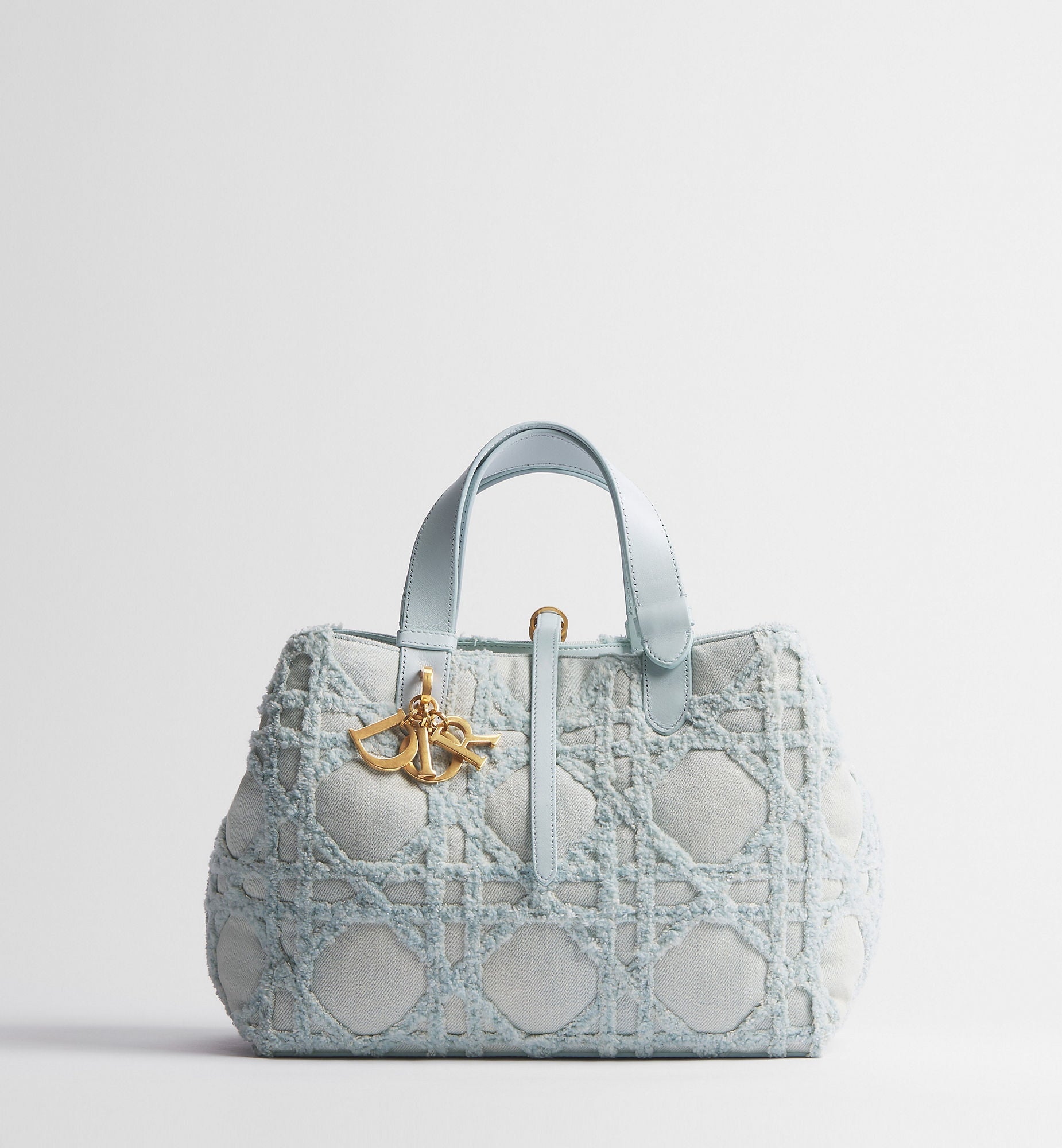 Women's Medium Toujours Bag With Blue Cannage Denim And Strap
