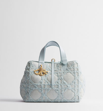 Women's Medium Toujours Bag With Blue Cannage Denim And Strap