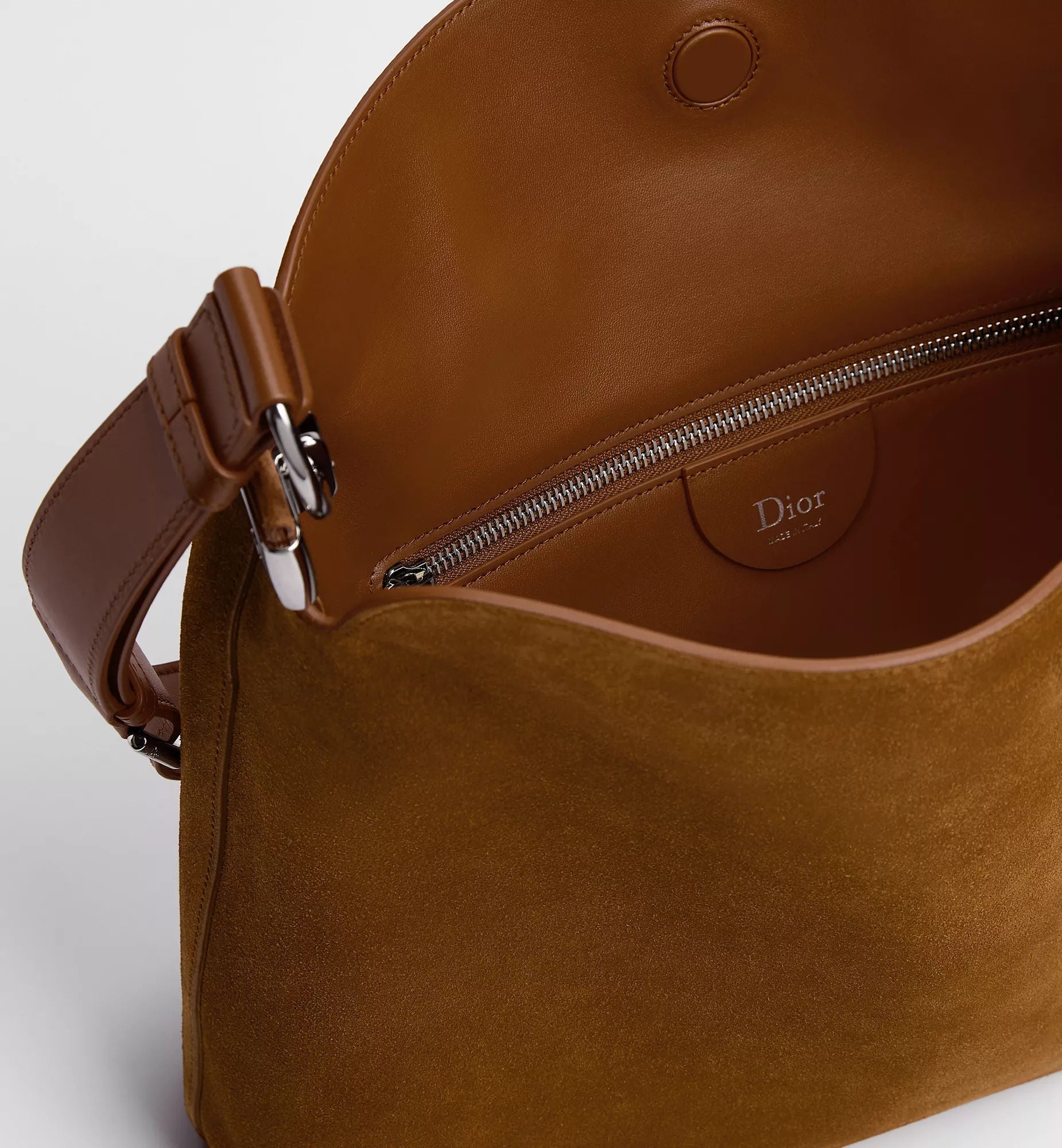 Women's Medium Shoulder Bag With Golden Saddle Suede Calfskin And Strap