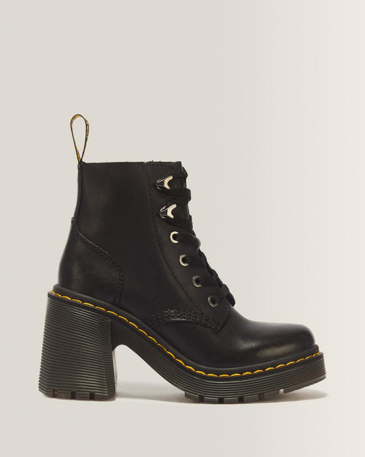 Jesy Sendal Leather Lace Up Flared Heel Boots