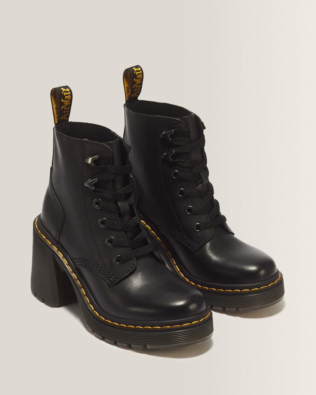 Jesy Sendal Leather Lace Up Flared Heel Boots