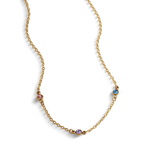 Dainty Birthstone Station Necklace