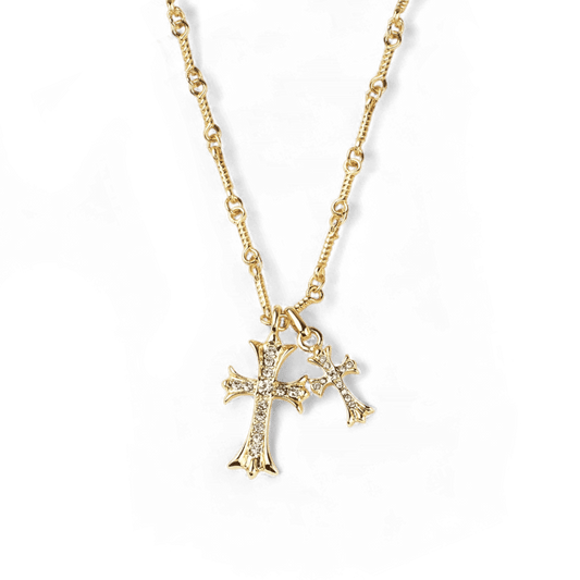Double Cross Pendant Necklace
