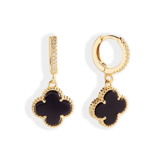 Pave Clover Drop Earrings