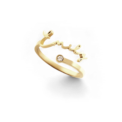 Custom Name Birthstone Ring