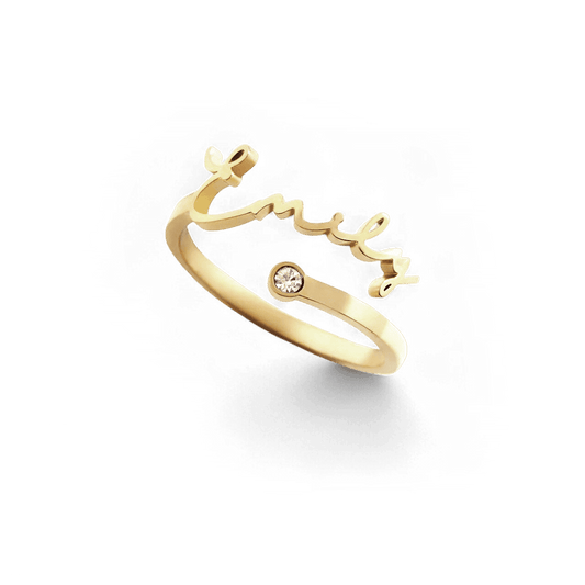 Custom Name Birthstone Ring