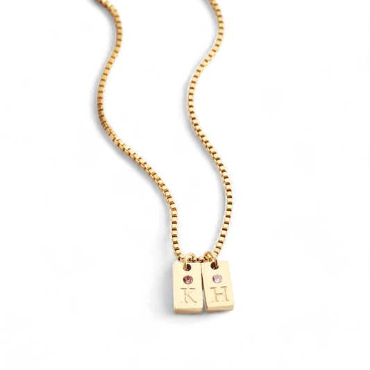 Dainty Pave Tag Initial Necklace