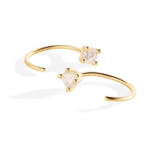 Dainty Moissanite Threader Hoop Earrings