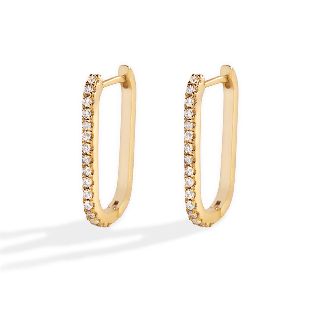 Square Pave Hoop Earrings