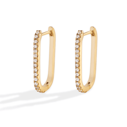 Square Pave Hoop Earrings