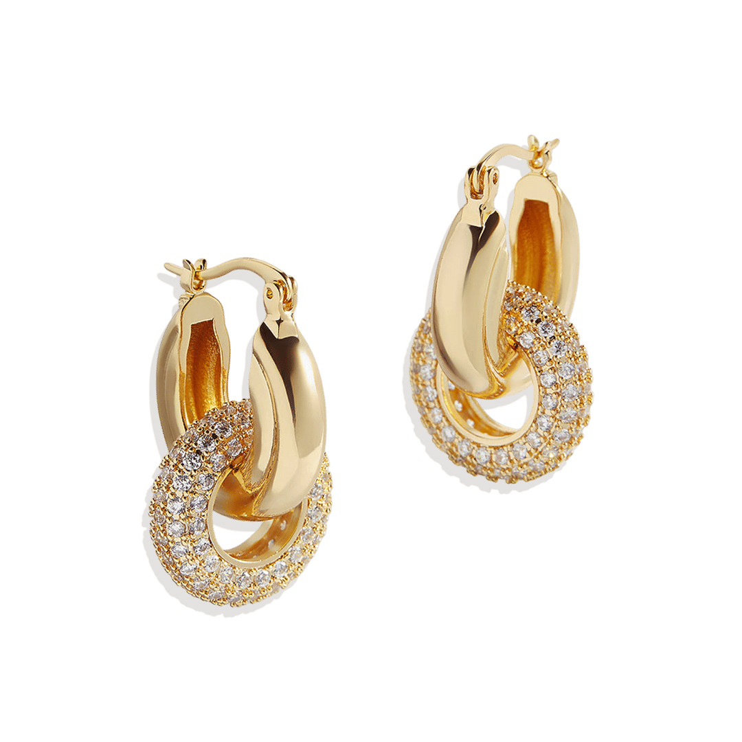 Pave Interlock Hoop Earrings
