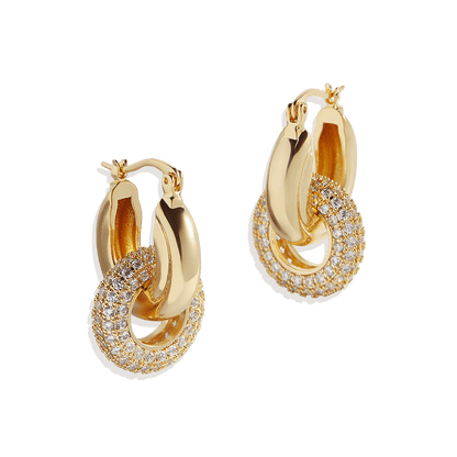 Pave Interlock Hoop Earrings
