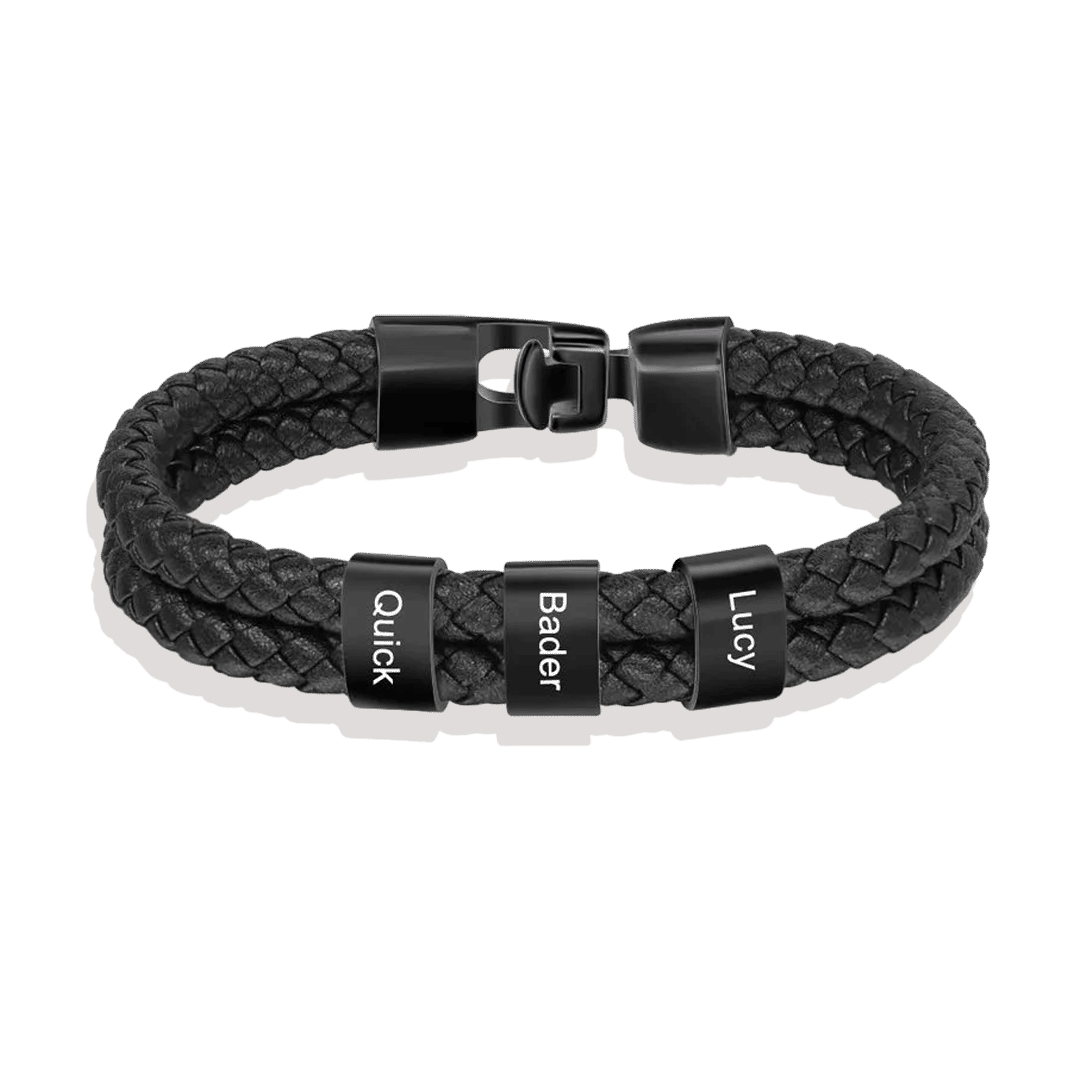 Personalized Leather Beaded Bracelet