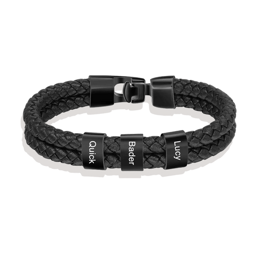 Personalized Leather Beaded Bracelet